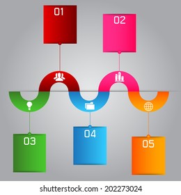 modern colorful time line template, icon, numbers.