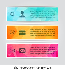 Modern colorful triangular style Business Infographics. Vector illustration. can be used for workflow layout, diagram, number options, web design, infographics.