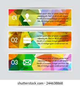 Modern colorful triangular style Business Infographics. Vector illustration. can be used for workflow layout, diagram, number options, web design, infographics.