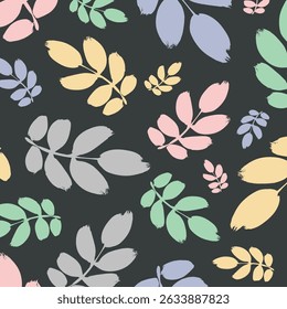 Modern colorful tropical floral pattern. Cute botanical abstract contemporary seamless pattern. Hand drawn unique print.