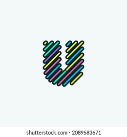 Modern Colorful U Letter Element Logo Design Template. Cute Comic Alphabet Icon Vector Illustration Perfect For Your Visual Identity.