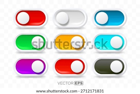 Modern colorful UI toggle switches and on-off buttons. Essential user interface elements for web and app design. Vector illustration.