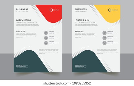 Modern Colorful Vector Brochure Flyer design Layout template, design layout with circle shape graphic elements and space for photo background, black, red, turquoise color scheme, vector template in A4