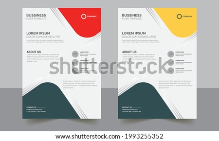 Modern Colorful Vector Brochure Flyer design Layout template, design layout with circle shape graphic elements and space for photo background, black, red, turquoise color scheme, vector template in A4