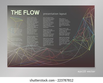 Modern colorful vector presentation layout and background template. Polygonal geometric illustration with low poly two-dimensional surface blend flow.