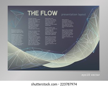 Modern colorful vector presentation layout and background template. Polygonal geometric illustration with two-dimensional soft low poly surface blend flow.