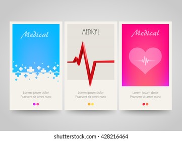 Modern colorful vertical medical banners. Abstract flyer set. Medicine background. Vector illustration