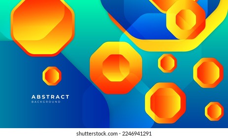 Modern colorful vibrant vivid abstract presentation background with hexagon circle stripes lines