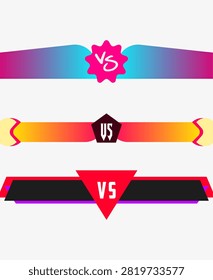 Modern colorful VS versus battle banner board vector illustration set