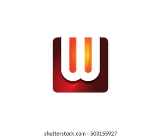 Modern Colorful W Letter 3D Square Negative Space Logo Design Template