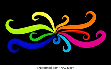 Modern colorful wall sticker on black background