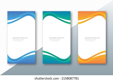 Modern colorful wave banners set background