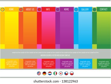 modern colorful web page design with place for your text and flags icons