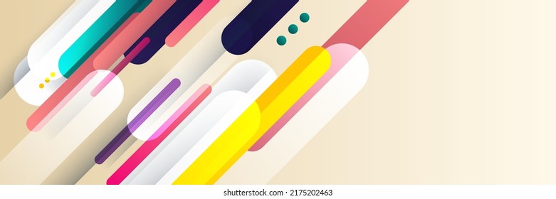 Modern colorful wide banner background with abstract gradient color of geometric decoration. Vector illustration for web header, social media cover, presentation, backdrop  