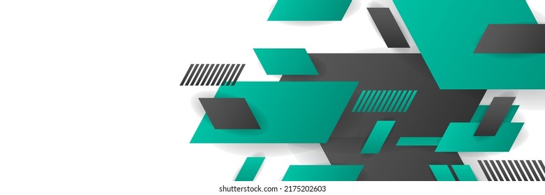 Modern colorful wide banner background with abstract gradient color of geometric decoration. Vector illustration for web header, social media cover, presentation, backdrop  