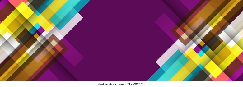 Modern colorful wide banner background with abstract gradient color of geometric decoration. Vector illustration for web header, social media cover, presentation, backdrop  