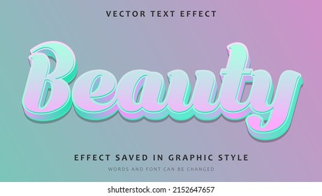 Modern Colorful Word Beauty Editable Text Effect Design. Effect Saved In Graphic Style 