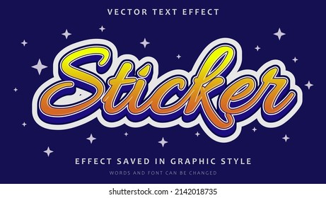 Modern Colorful Word Sticker Editable Text Effect Design Template. Effect Saved In Graphic Style