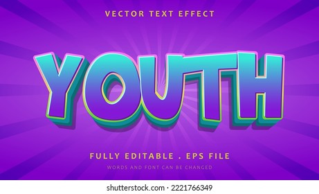 Modern Colorful Word Youth Editable Text Effect Design Template. Effect Saved In Graphic Style