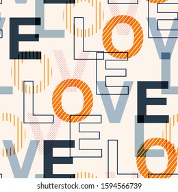 Modern Colorful wording typo “LOVE ” in differrence fill-in stripe and dots seamless pattern in vector EPS10 ,Design for valentines day ,fashion,fabric,and all prints on white background color