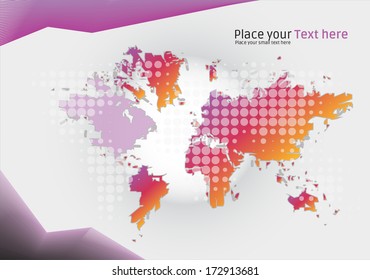 Modern colorful world map illustration - design layout for fresh company, graphic concept