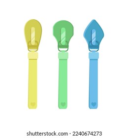Modern colorful zip sliders for clothes cartoon illustration. Zipper pullers with tassels for sportswear or leather backpacks. Fashion, metal accessories concept svg
