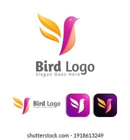 diseño del concepto del logotipo de un pájaro de color moderno