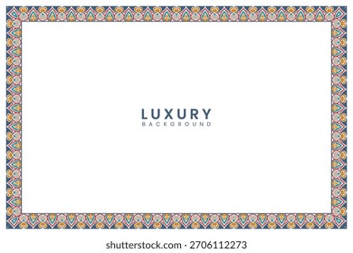 Modern colourful frame design creates a luxury border for wedding invitation, announcement or certificate. Rectangle Islamic ornament page border.