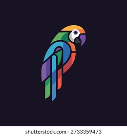 Moderno colorido papagaio emblema vetor arte