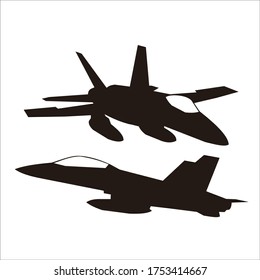 modern combat jetfighter flying silhouette vector design. 