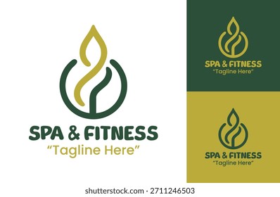 Un moderno logotipo de combinación de bienestar y fitness adecuado para spas, centros de salud y servicios de estilo de vida activo.
