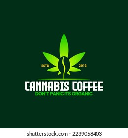 moderno vector de combinación de cannabis con icono de judías de café adecuado para el diseño del logo de la cafetería inspiración