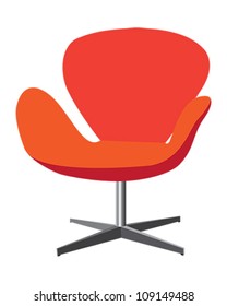 Modern, comfortable, elegant and stylish chair illustration in red and orange color on white background.