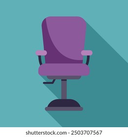 Modern and comfortable office chair with a purple upholstery standing out on a colorful background