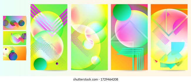 Modern and comfortable Set art geometric colors fluid shapes vector eps 10. Flowing and liquid abstract gradient background for banner, poster or book