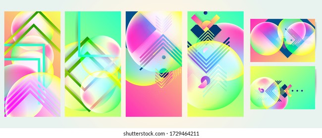 Modern and comfortable Set art geometric colors fluid shapes vector eps 10. Flowing and liquid abstract gradient background for banner, poster or book