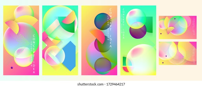 Modern and comfortable Set art geometric colors fluid shapes vector eps 10. Flowing and liquid abstract gradient background for banner, poster or book