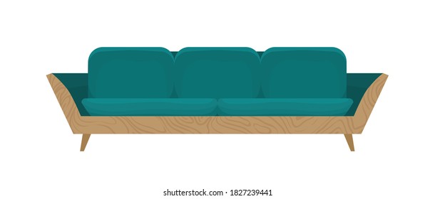 Modern comfortable sofa isolated on white. Cozy couch for office or home. Stylish simple furniture item. Flat vector illustration of soft minimalistic settee for lounge