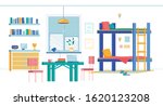 Modern and Comfortable University Hall. Accommodation, Satisfying Students Needs. Spacious Homelike Room for Two with Twin Bunk Bed, Writing Table and Chairs, Shelving for Books, and Big Window.