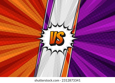 Modern comic pop art battle versus cartoon background with rays