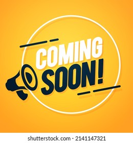 Modern Coming Label With Megaphone