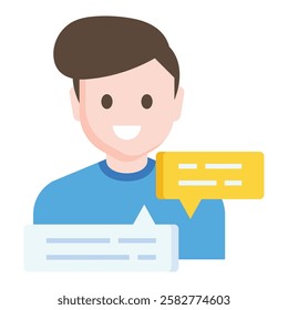 Modern comments icon representing online discussions, audience interactions, and digital engagement.