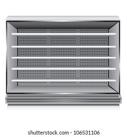 Modern commercial refrigerator for trade organizations. Vector illustration.