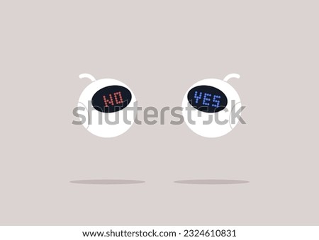 Modern communication, Alternative scenarios, two cute robots with Yes and No signs on their displays