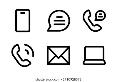 Modern communication icon collection featuring clear message and connection symbols designed for digital interaction teamwork and professional network projects
