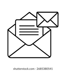 Modern communication icon featuring a stylized envelope with a chat bubble overlay symbolizing messages feedback or customer service interactions