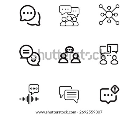 Modern communication icon pack — minimalist vector set for messaging, chat, call, and social media concepts