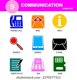 Modern communication icon set editable and resizable