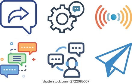 Modern Communication Icons Set for Messaging, Chat, Email, Social Media, Customer Support and Digital Interaction Design