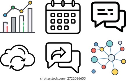 Modern Communication Icons Set for Messaging, Chat, Email, Social Media, Customer Support and Digital Interaction Design